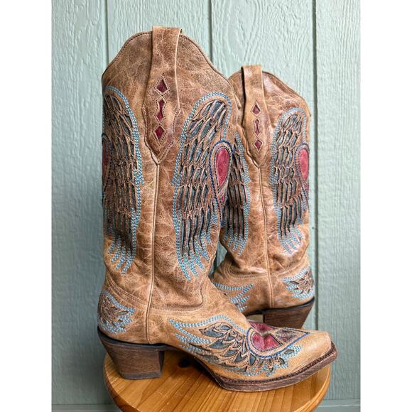 Corral Boots Women's Size 8.5 Western Cowboy Wing and Heart Boots - Picture 6 of 8